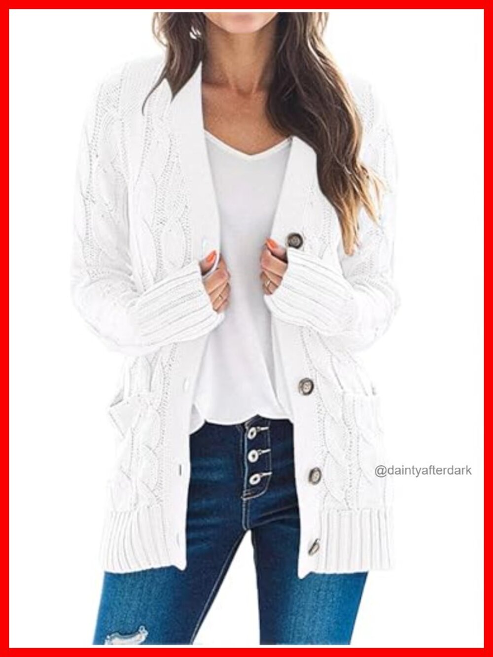Women's Long Sleeve Cable Knit Cardigan Sweater Button Down Chunky Open Front